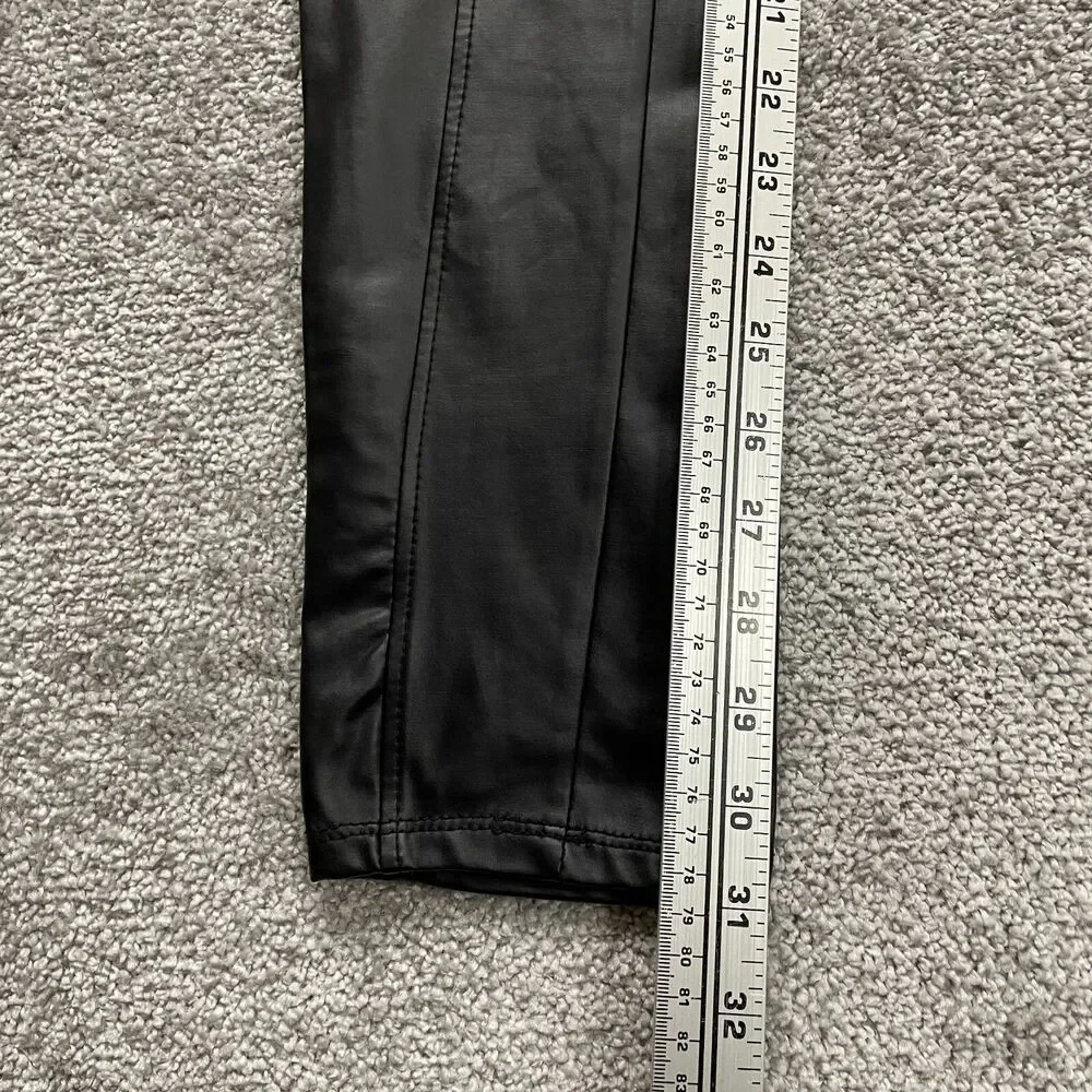 Shinestar Pants womens Large Black Faux Leather Slim Stretch Zip Pockets 31x31